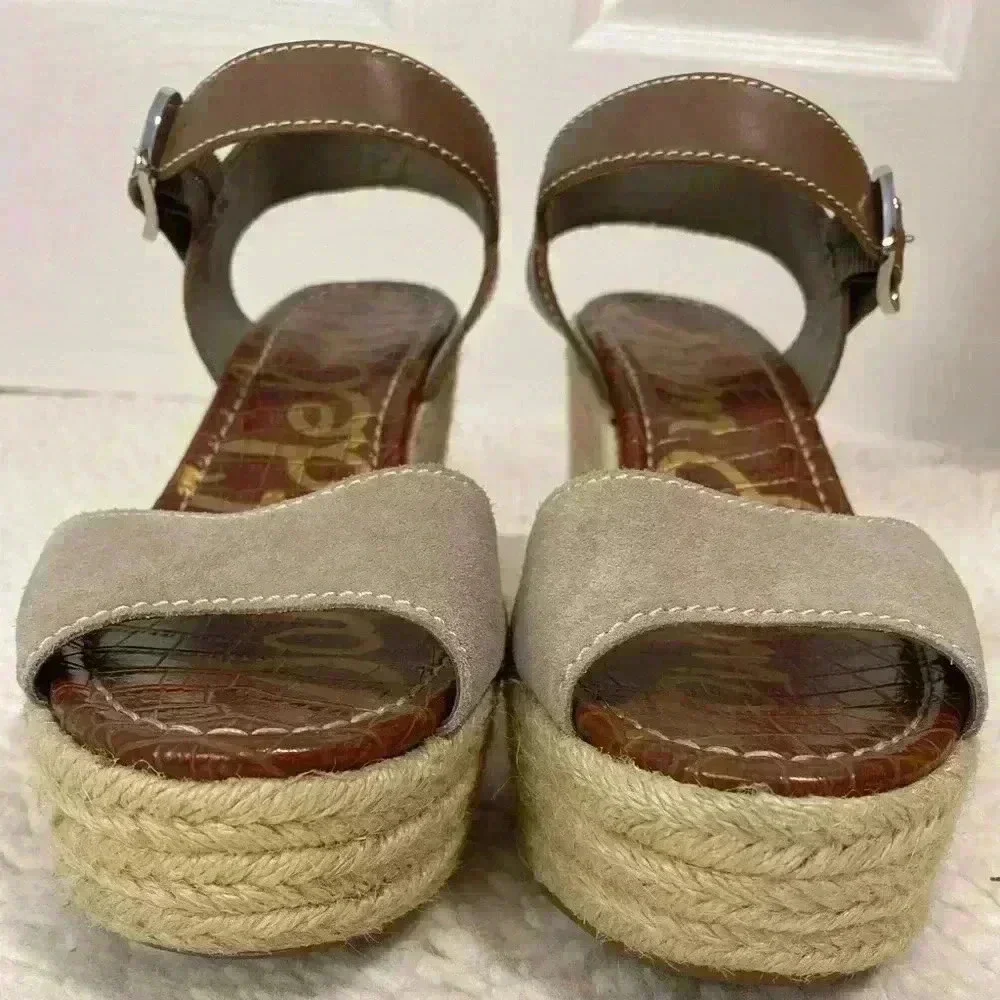Sam Edelman Women’s Platform Wedge Espadrille Sandals Beige‎ Buckle Size 9.5